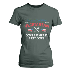 Funny BBQ Lover T Shirt For Women Cow Eat Grass I Eat Cow Anti Vegan Jokes TS09 Dark Forest Green Print Your Wear