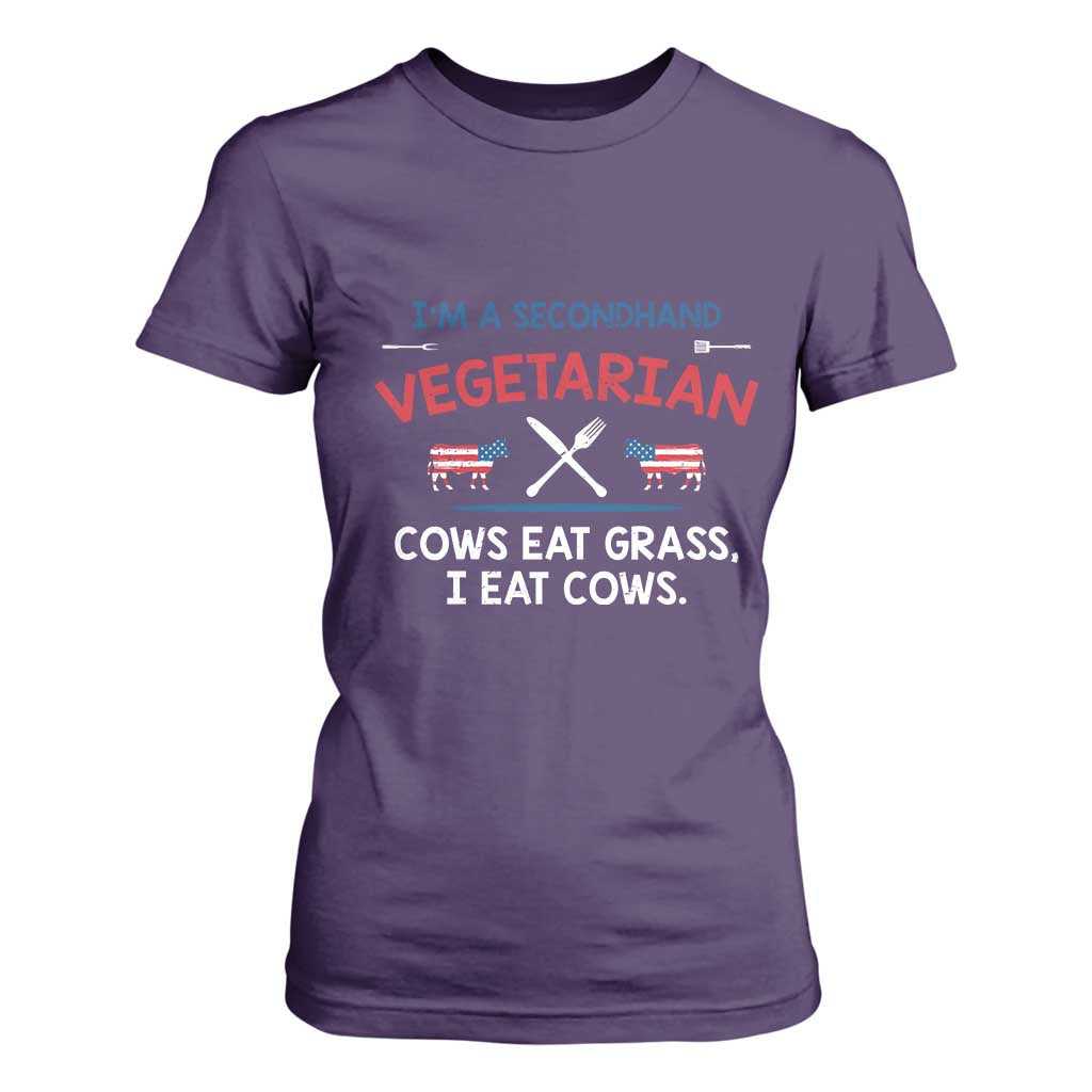 Funny BBQ Lover T Shirt For Women Cow Eat Grass I Eat Cow Anti Vegan Jokes TS09 Purple Print Your Wear