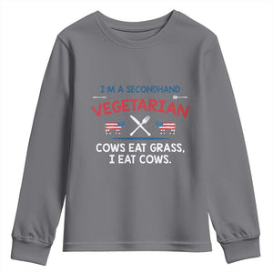 Funny BBQ Lover Youth Sweatshirt Cow Eat Grass I Eat Cow Anti Vegan Jokes TS09 Charcoal Print Your Wear
