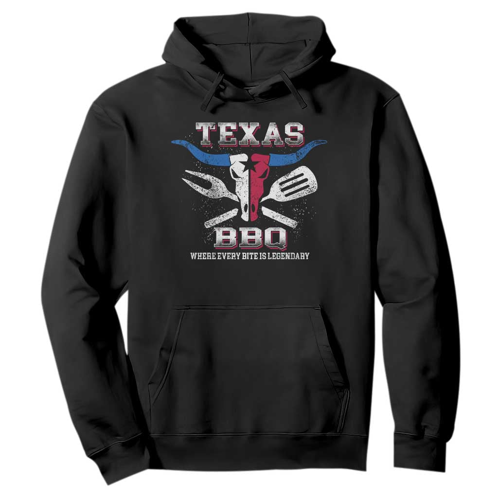Texas BBQ Lover Hoodie Where Every Bite Is Legendary Texan Flag TS09 Black Print Your Wear