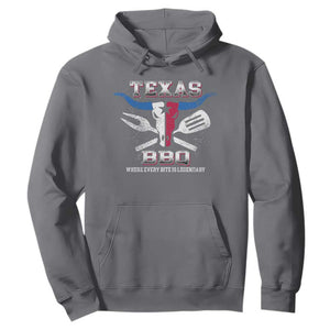 Texas BBQ Lover Hoodie Where Every Bite Is Legendary Texan Flag TS09 Charcoal Print Your Wear