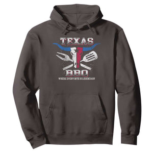 Texas BBQ Lover Hoodie Where Every Bite Is Legendary Texan Flag TS09 Dark Chocolate Print Your Wear