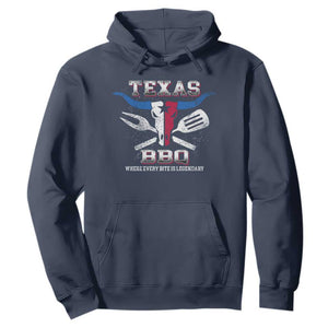 Texas BBQ Lover Hoodie Where Every Bite Is Legendary Texan Flag TS09 Navy Print Your Wear
