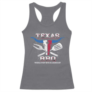 Texas BBQ Lover Racerback Tank Top Where Every Bite Is Legendary Texan Flag TS09 Charcoal Print Your Wear