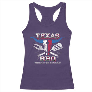 Texas BBQ Lover Racerback Tank Top Where Every Bite Is Legendary Texan Flag TS09 Purple Print Your Wear
