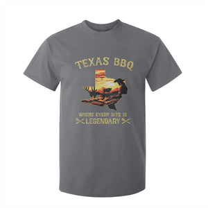 Texas BBQ Lover T Shirt For Kid Where Every Bite Is Legendary Cowboy Grilling Pitmaster TS09 Charcoal Print Your Wear