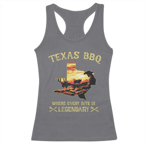 Texas BBQ Lover Racerback Tank Top Where Every Bite Is Legendary Cowboy Grilling Pitmaster TS09 Charcoal Print Your Wear