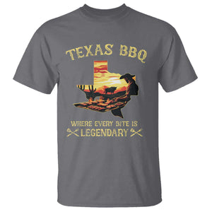 Texas BBQ Lover T Shirt Where Every Bite Is Legendary Cowboy Grilling Pitmaster TS09 Charcoal Print Your Wear