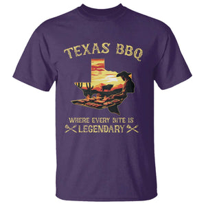 Texas BBQ Lover T Shirt Where Every Bite Is Legendary Cowboy Grilling Pitmaster TS09 Purple Print Your Wear