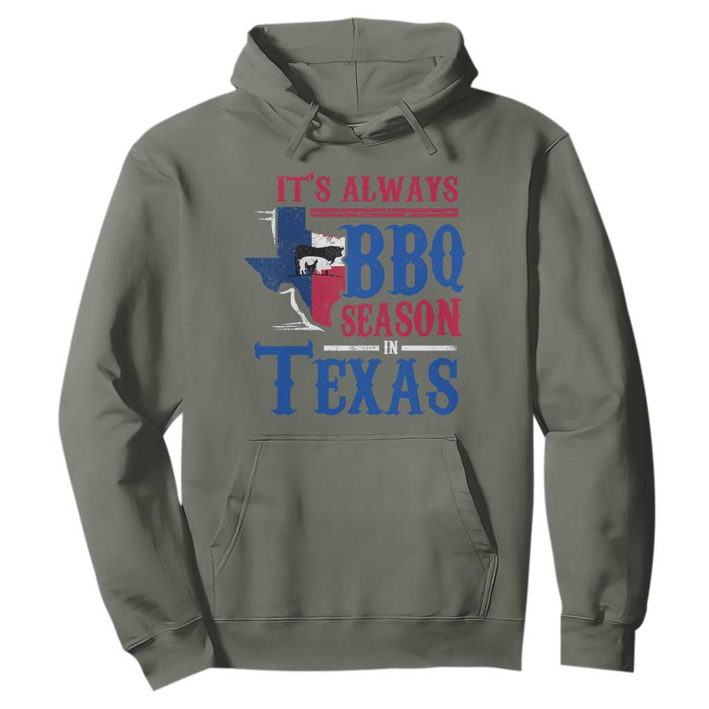 Texas BBQ Lover Hoodie It's Always BBQ Season In Texas TS09 Military Green Print Your Wear