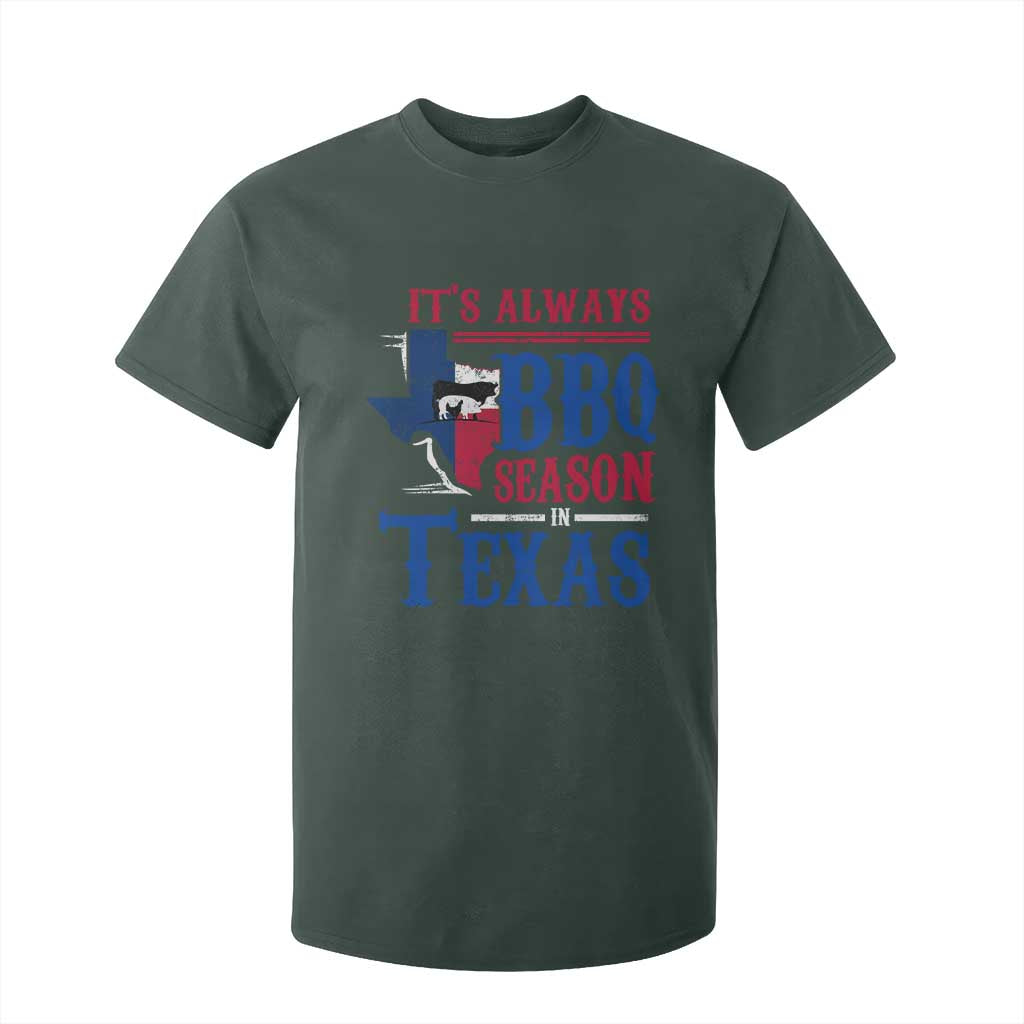 Texas BBQ Lover T Shirt For Kid It's Always BBQ Season In Texas TS09 Dark Forest Green Print Your Wear