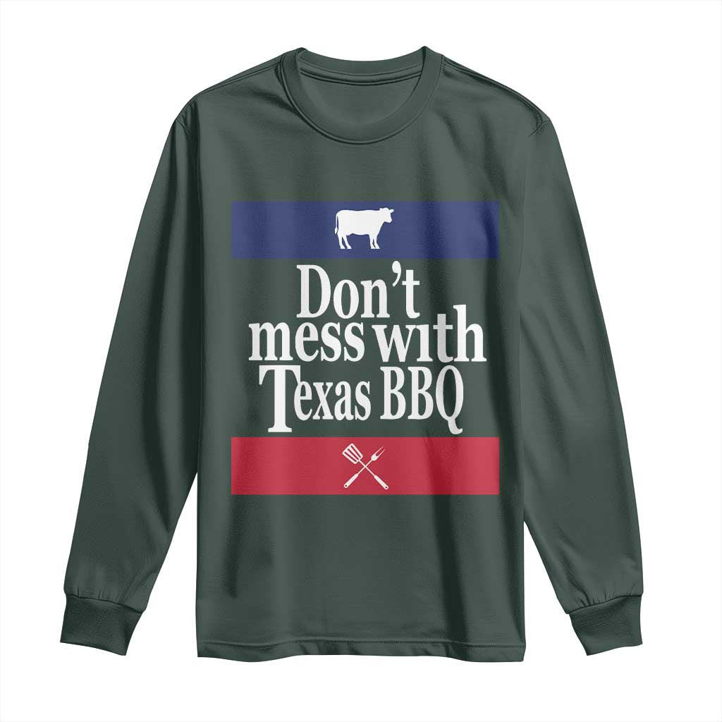 Don't Mess With Texas BBQ Long Sleeve Shirt TS09 Dark Forest Green Print Your Wear