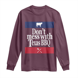 Don't Mess With Texas BBQ Long Sleeve Shirt TS09 Maroon Print Your Wear