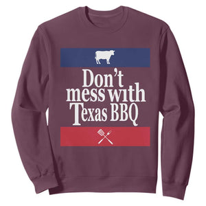 Don't Mess With Texas BBQ Sweatshirt TS09 Maroon Print Your Wear