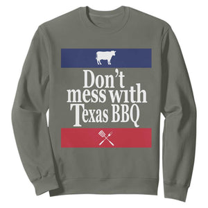 Don't Mess With Texas BBQ Sweatshirt TS09 Military Green Print Your Wear
