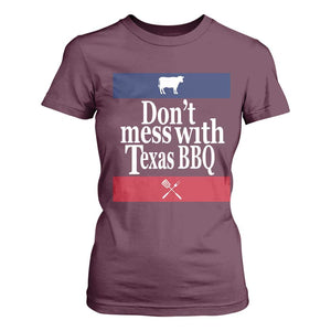 Don't Mess With Texas BBQ T Shirt For Women TS09 Maroon Print Your Wear
