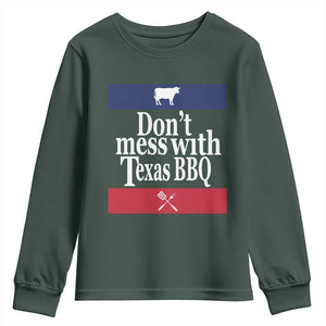 Don't Mess With Texas BBQ Youth Sweatshirt TS09 Dark Forest Green Print Your Wear