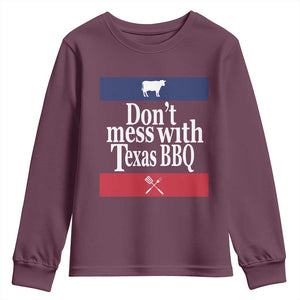 Don't Mess With Texas BBQ Youth Sweatshirt TS09 Maroon Print Your Wear
