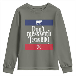 Don't Mess With Texas BBQ Youth Sweatshirt TS09 Military Green Print Your Wear