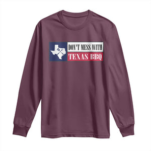 Don't Mess With Texas BBQ Long Sleeve Shirt Texan Flag Grilling Pitmaster TS09 Maroon Print Your Wear