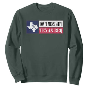 Don't Mess With Texas BBQ Sweatshirt Texan Flag Grilling Pitmaster TS09 Dark Forest Green Print Your Wear