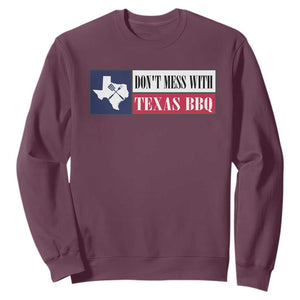 Don't Mess With Texas BBQ Sweatshirt Texan Flag Grilling Pitmaster TS09 Maroon Print Your Wear
