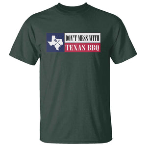 Don't Mess With Texas BBQ T Shirt Texan Flag Grilling Pitmaster TS09 Dark Forest Green Print Your Wear