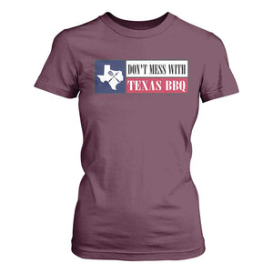 Don't Mess With Texas BBQ T Shirt For Women Texan Flag Grilling Pitmaster TS09 Maroon Print Your Wear