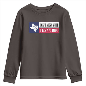 Don't Mess With Texas BBQ Youth Sweatshirt Texan Flag Grilling Pitmaster TS09 Dark Chocolate Print Your Wear