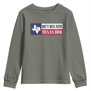 Don't Mess With Texas BBQ Youth Sweatshirt Texan Flag Grilling Pitmaster TS09 Military Green Print Your Wear