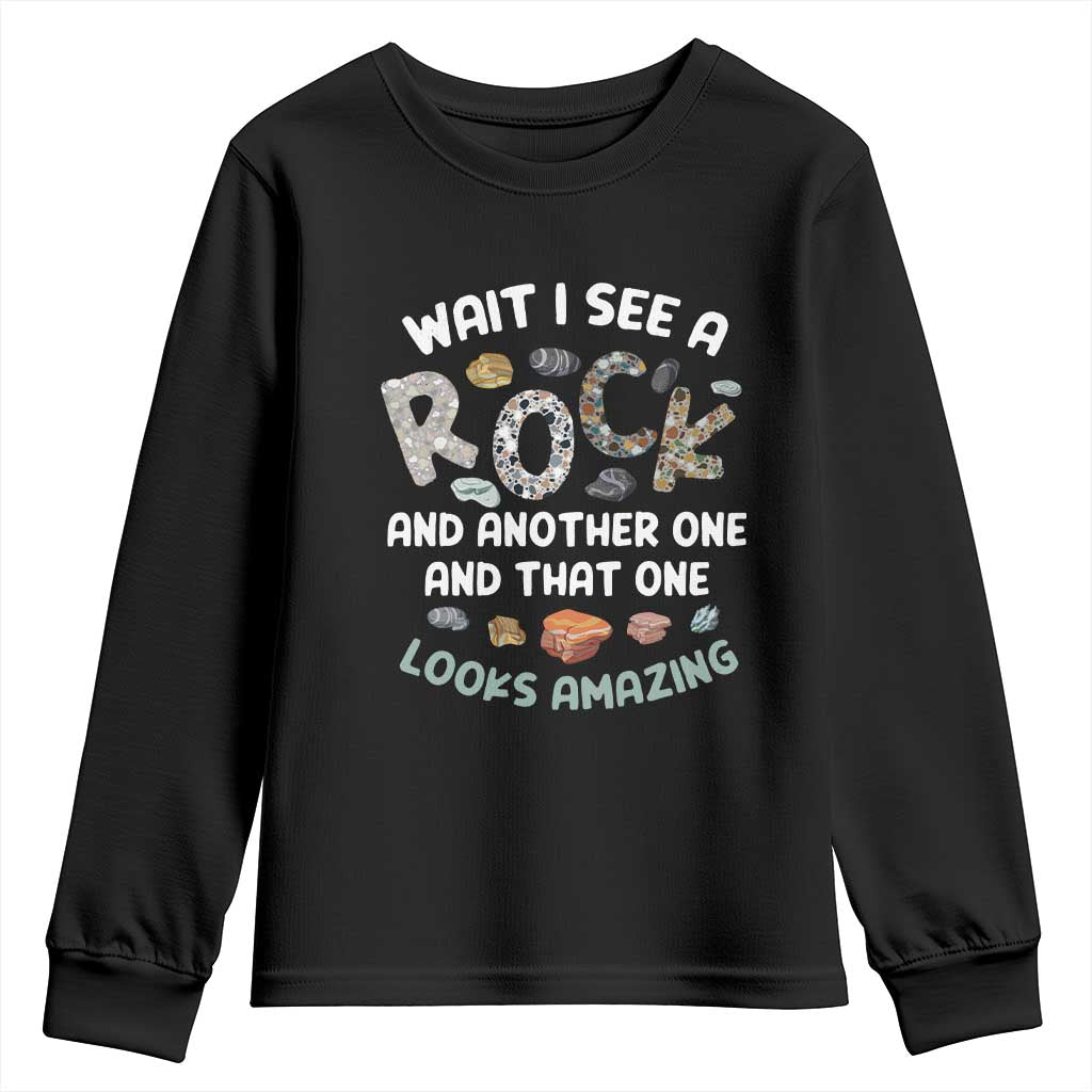 Rock Collector Youth Sweatshirt Wait I See A Rock Geologist TS09 Black Print Your Wear