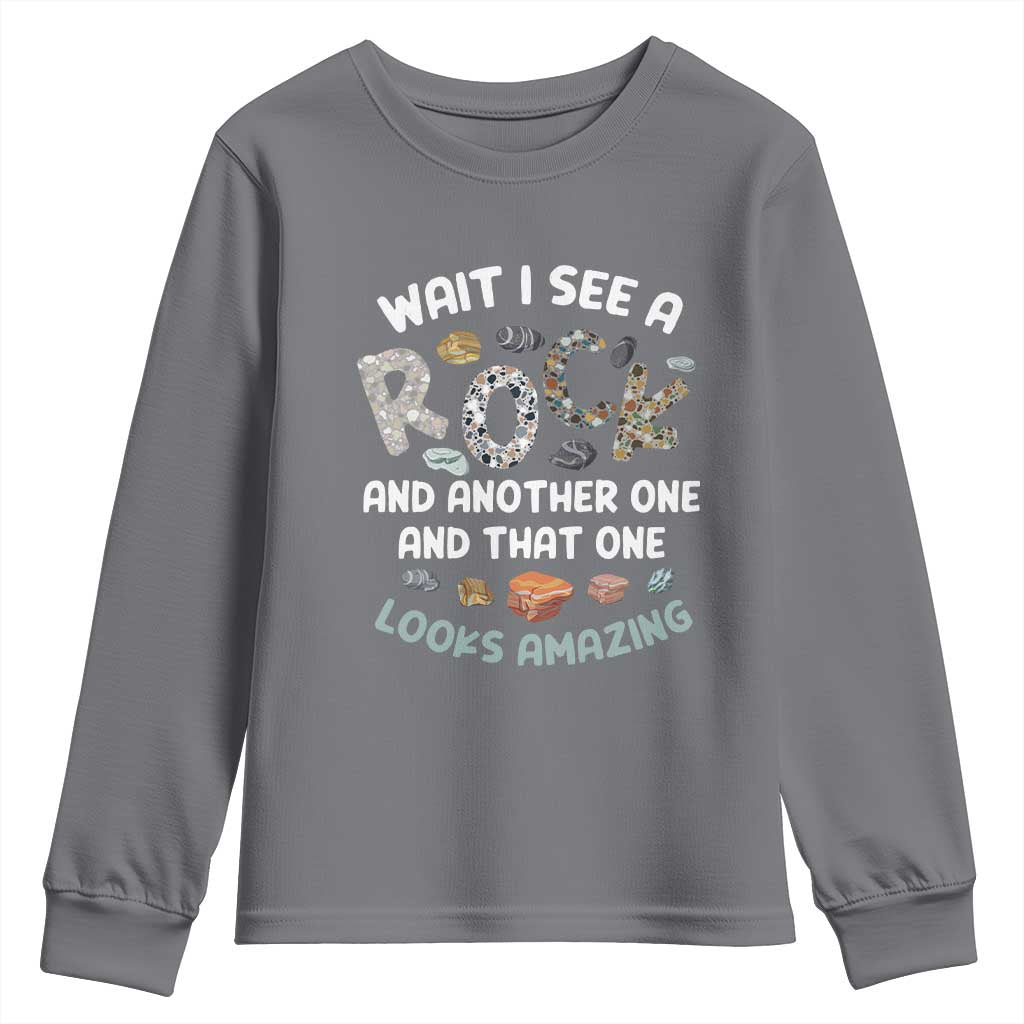 Rock Collector Youth Sweatshirt Wait I See A Rock Geologist TS09 Charcoal Print Your Wear