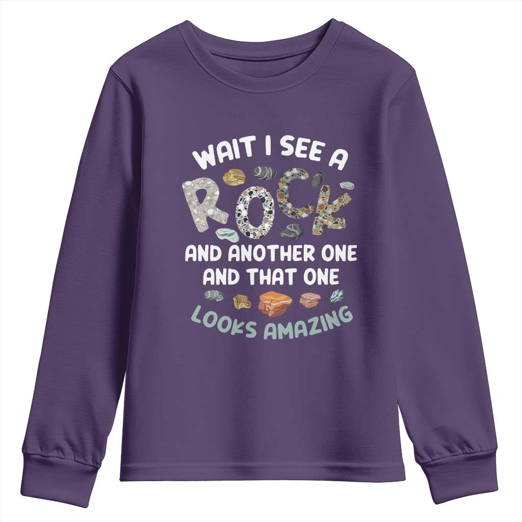 Rock Collector Youth Sweatshirt Wait I See A Rock Geologist TS09 Purple Print Your Wear