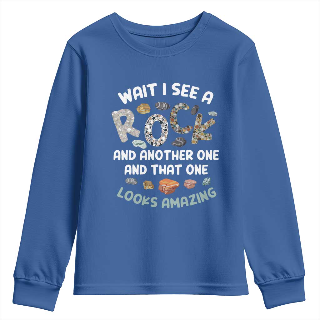 Rock Collector Youth Sweatshirt Wait I See A Rock Geologist TS09 Royal Blue Print Your Wear