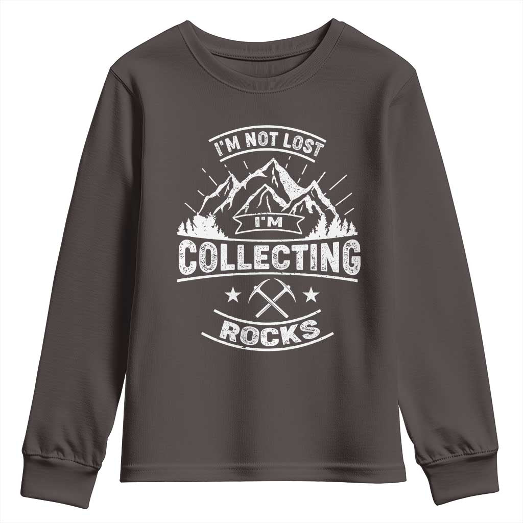 Rock Collector Youth Sweatshirt I'm Not Lost I'm Collecting Rocks Geologist TS09 Dark Chocolate Print Your Wear