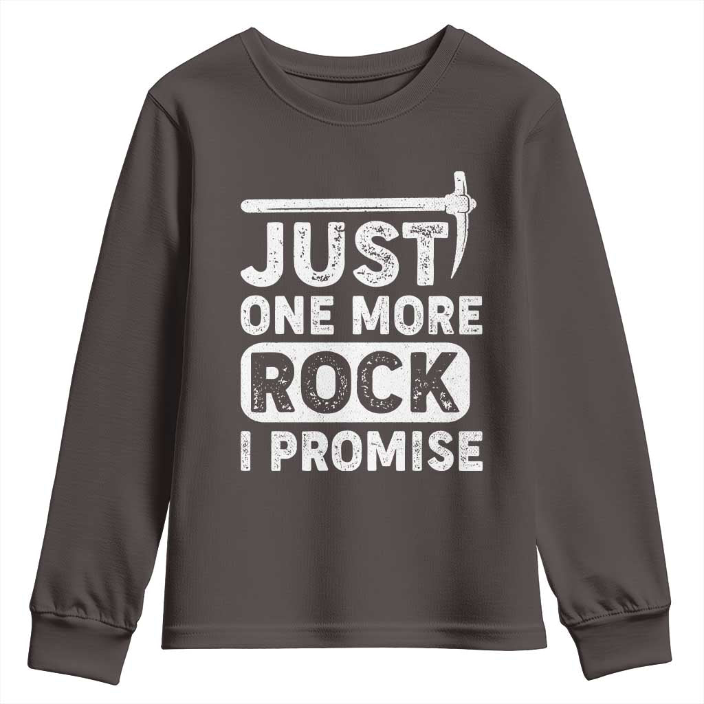 Rock Collector Youth Sweatshirt Just One More Rock I Promise TS09 Dark Chocolate Print Your Wear