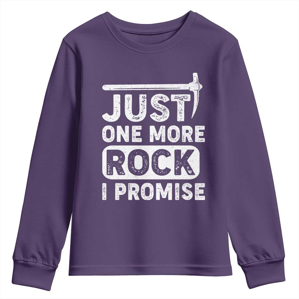 Rock Collector Youth Sweatshirt Just One More Rock I Promise TS09 Purple Print Your Wear