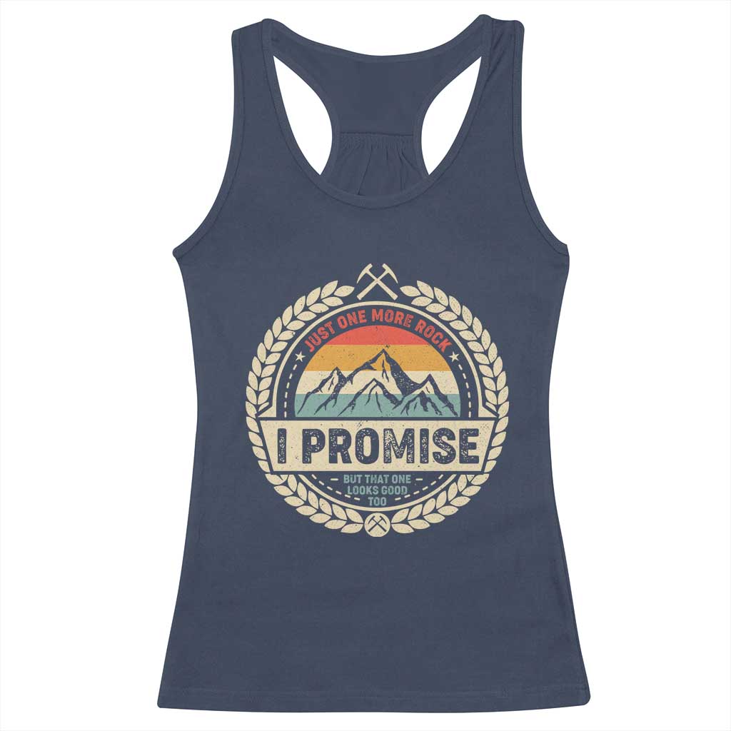 Geologist Racerback Tank Top Just One More Rock I Promise Rock Collector TS09 Navy Print Your Wear