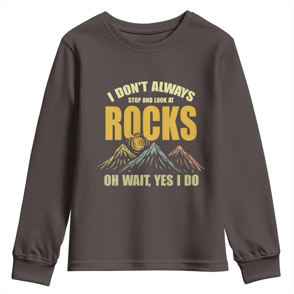 Geologist Youth Sweatshirt I Don't Always Stop And Look At Rocks TS09 Dark Chocolate Print Your Wear