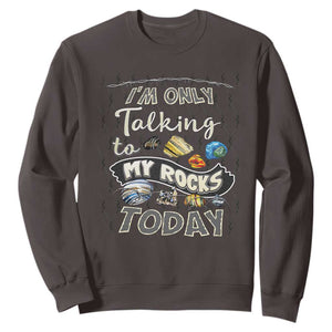 Geologist Sweatshirt I'm Only Taling To My Rocks Today TS09 Dark Chocolate Print Your Wear
