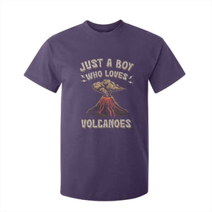 Funny Volcanologist T Shirt For Kid Just A Boy Who Loves Volcanoes Lava TS09 Purple Print Your Wear