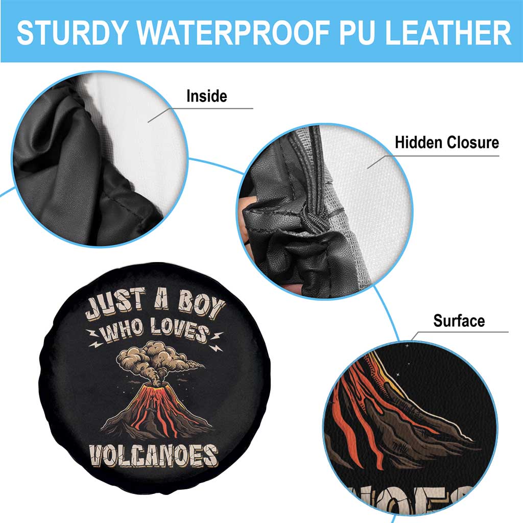 Funny Volcanologist Spare Tire Cover Just A Boy Who Loves Volcanoes Lava TS09 Print Your Wear