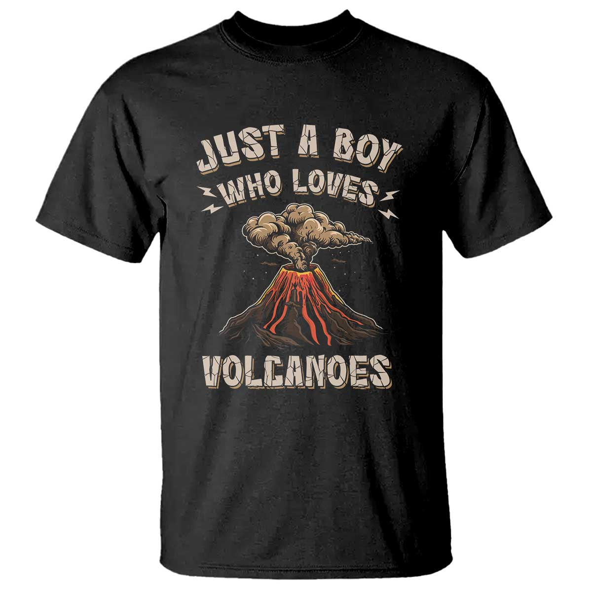 Funny Volcanologist T Shirt Just A Boy Who Loves Volcanoes Lava TS09 Black Print Your Wear