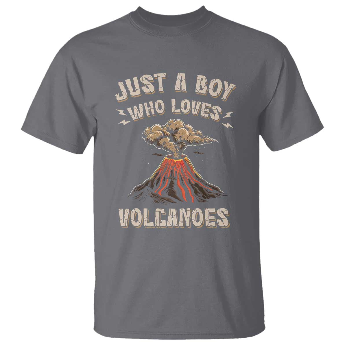 Funny Volcanologist T Shirt Just A Boy Who Loves Volcanoes Lava TS09 Charcoal Print Your Wear