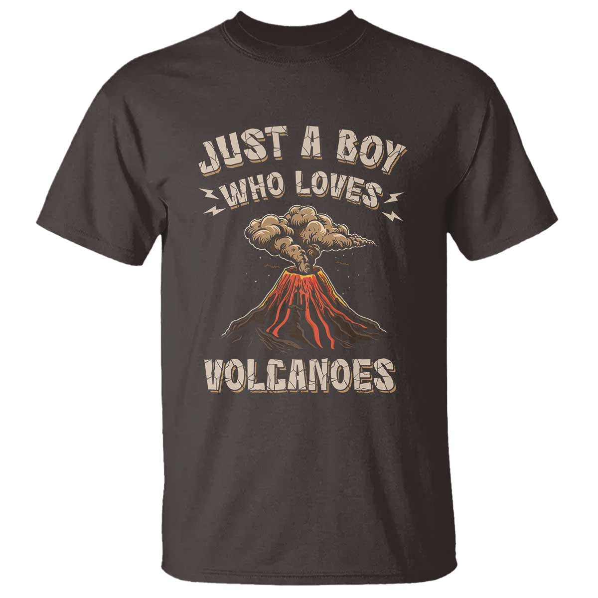 Funny Volcanologist T Shirt Just A Boy Who Loves Volcanoes Lava TS09 Dark Chocolate Print Your Wear