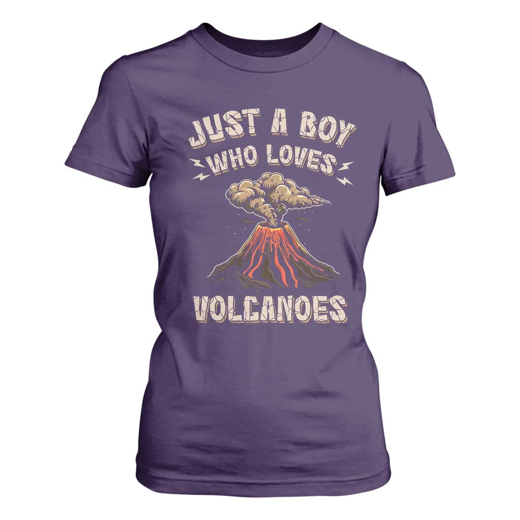Funny Volcanologist T Shirt For Women Just A Boy Who Loves Volcanoes Lava TS09 Purple Print Your Wear