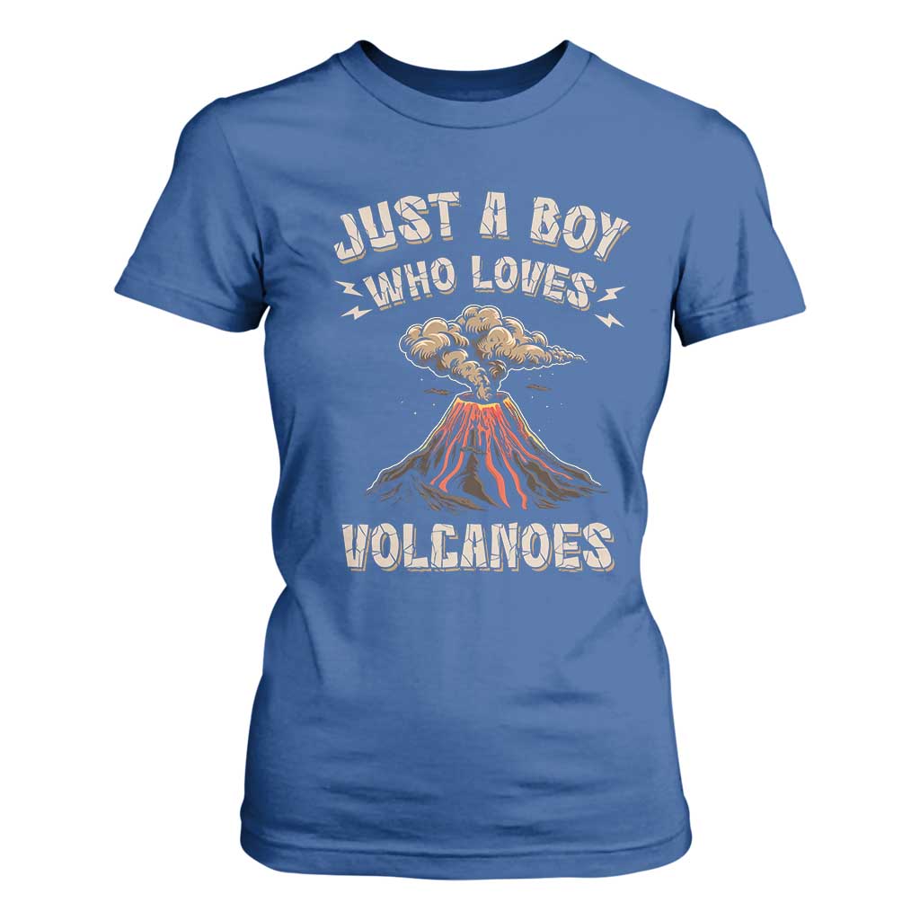 Funny Volcanologist T Shirt For Women Just A Boy Who Loves Volcanoes Lava TS09 Royal Blue Print Your Wear