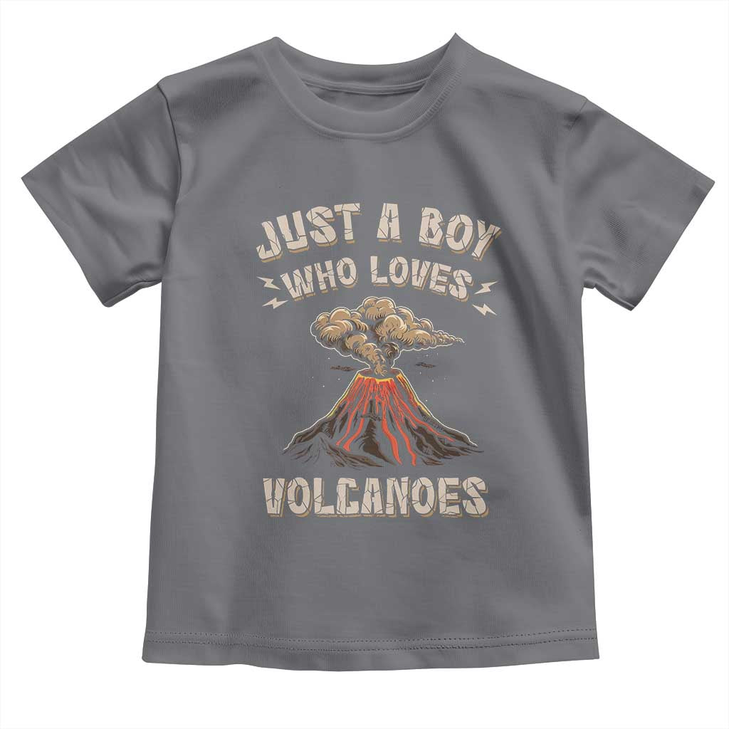 Funny Volcanologist Toddler T Shirt Just A Boy Who Loves Volcanoes Lava TS09 Charcoal Print Your Wear