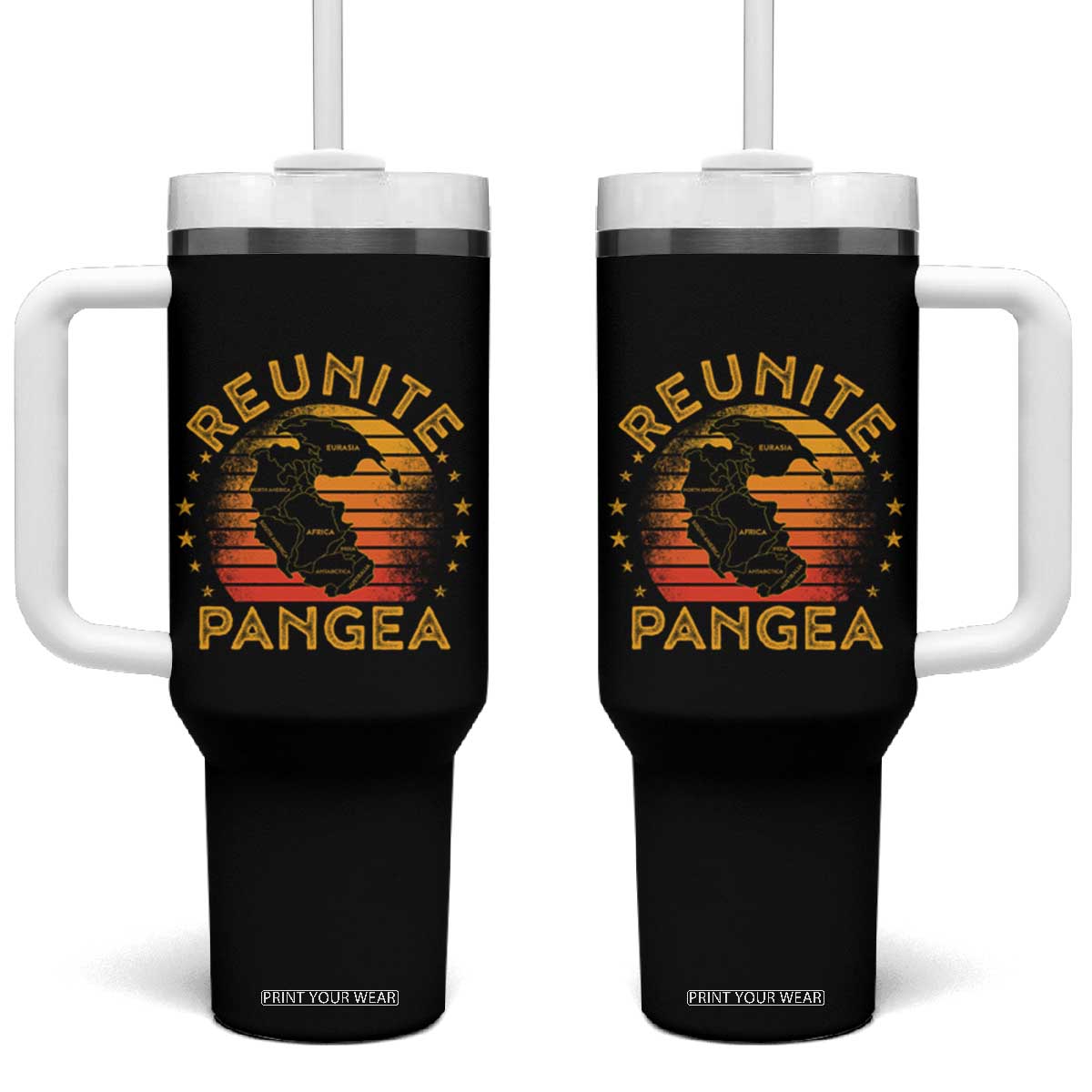 Funny Geologist Reunite Pangaea Tumbler With Handle TS09 One Size: 40 oz Black Print Your Wear