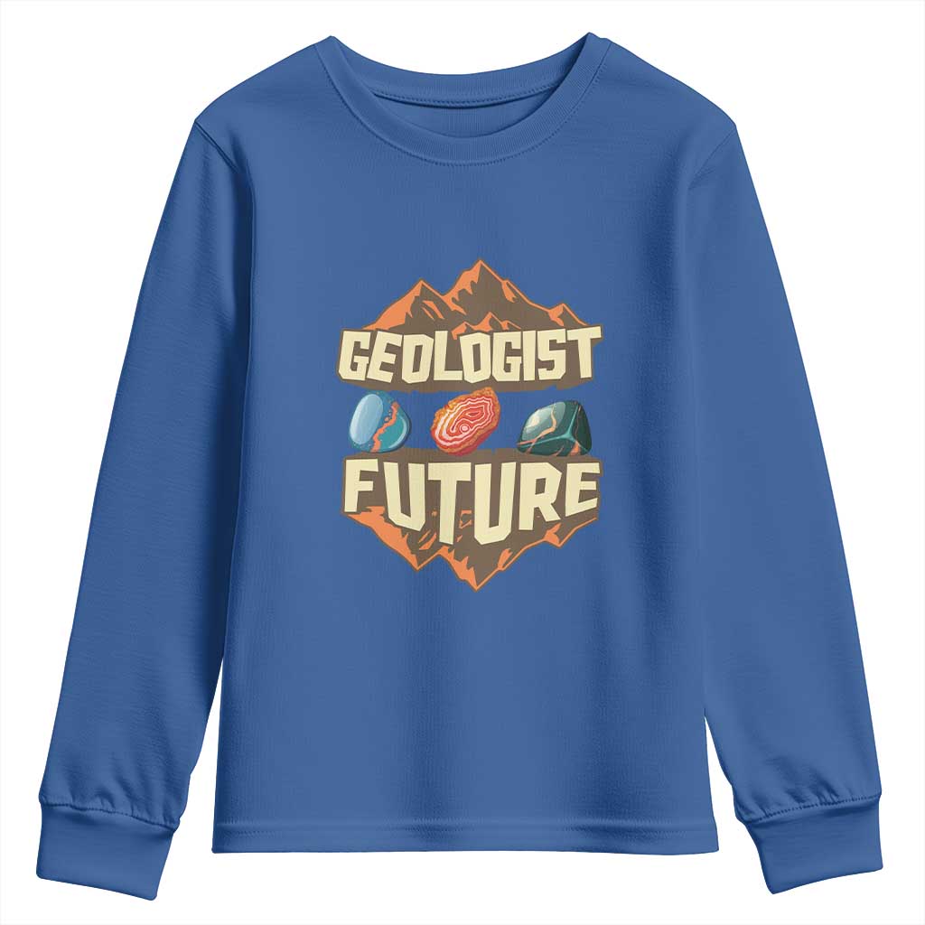 Future Geologist Youth Sweatshirt Geology Student Earth Science TS09 Royal Blue Print Your Wear